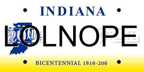 LOLNOPE Indiana License Plate