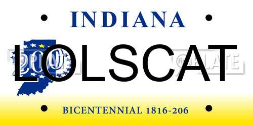 LOLSCAT Indiana License Plate