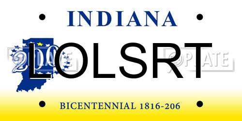 LOLSRT Indiana License Plate
