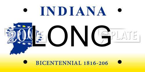 LONG Indiana License Plate