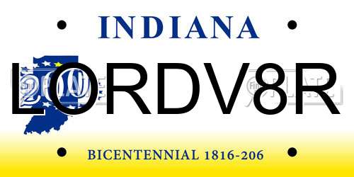 LORDV8R Indiana License Plate