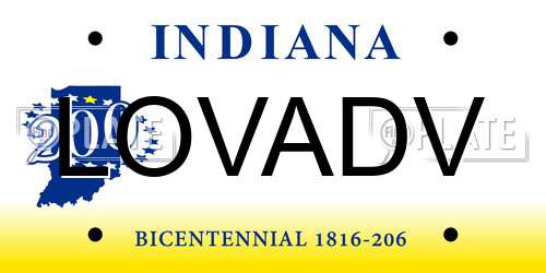 LOVADV Indiana License Plate