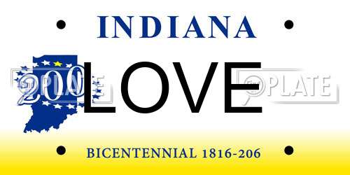 LOVE Indiana License Plate