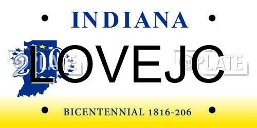 LOVEJC Indiana License Plate
