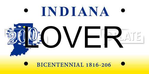 LOVER Indiana License Plate