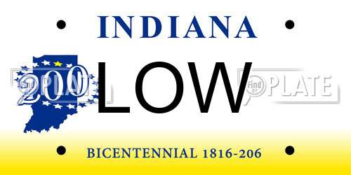 LOW Indiana License Plate