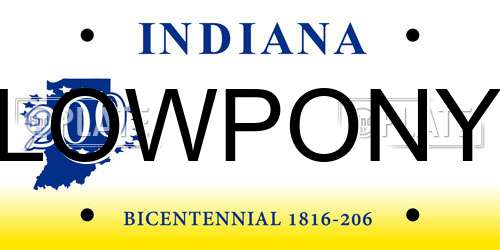 LOWPONY Indiana License Plate