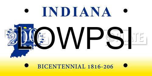 LOWPSI Indiana License Plate