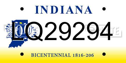 LQ29294 Indiana License Plate