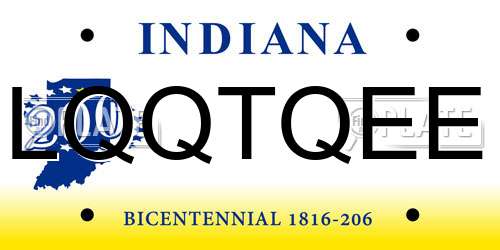 LQQTQEE Indiana License Plate