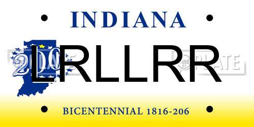 LRLLRR Indiana License Plate