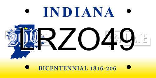 LRZO49 Indiana License Plate