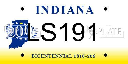 LS191 Indiana License Plate