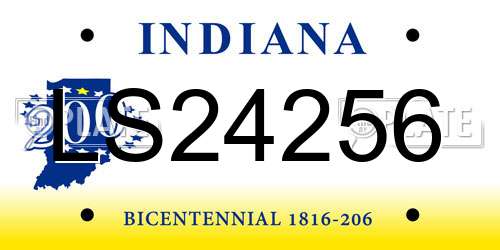 LS24256 Indiana License Plate