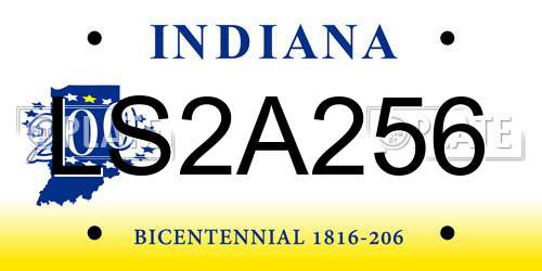 LS2A256 Indiana License Plate