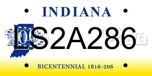LS2A286 Indiana License Plate