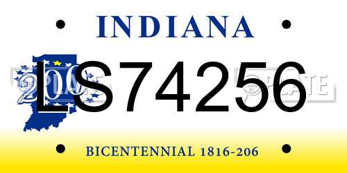 LS74256 Indiana License Plate