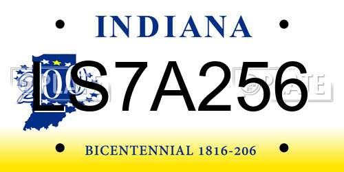 LS7A256 Indiana License Plate