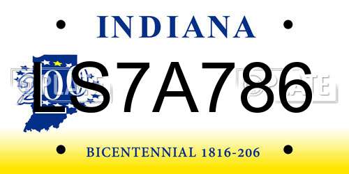 LS7A786 Indiana License Plate