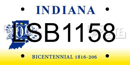 LSB1158 Indiana License Plate