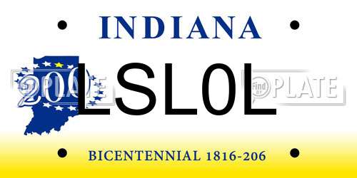 LSL0L Indiana License Plate