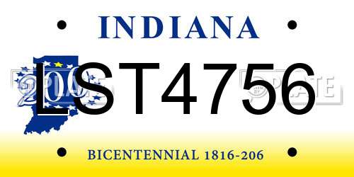 LST4756 Indiana License Plate