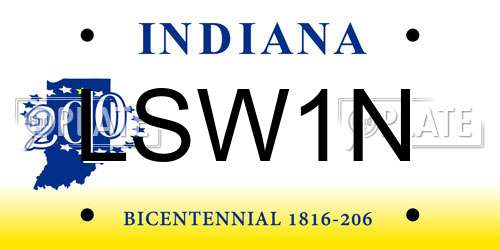 LSW1N Indiana License Plate