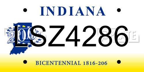 LSZ4286 Indiana License Plate