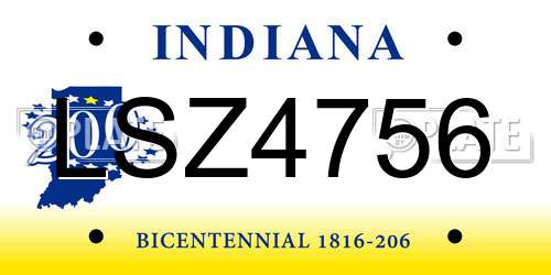 LSZ4756 Indiana License Plate
