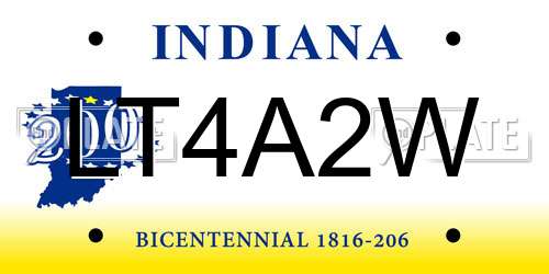 LT4A2W Indiana License Plate