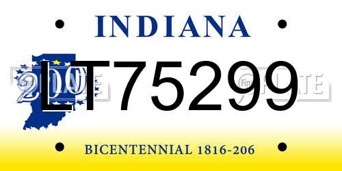LT75299 Indiana License Plate
