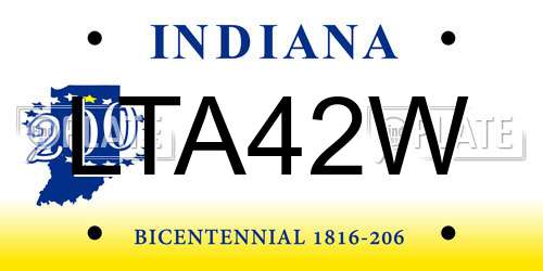 LTA42W Indiana License Plate