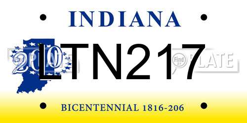 LTN217 Indiana License Plate