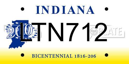 LTN712 Indiana License Plate
