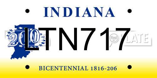 LTN717 Indiana License Plate