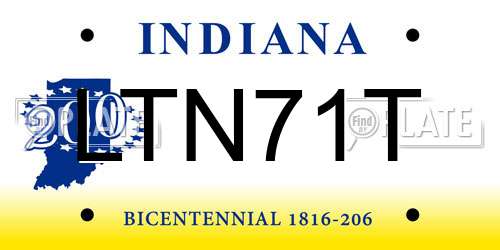 LTN71T Indiana License Plate