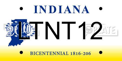 LTNT12 Indiana License Plate