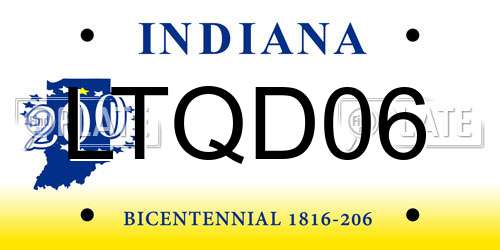 LTQD06 Indiana License Plate