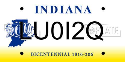 LU0I2Q Indiana License Plate