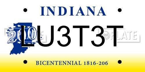 LU3T3T Indiana License Plate