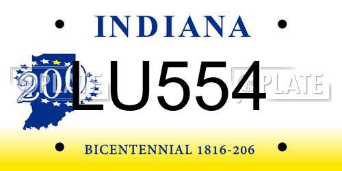 LU554 Indiana License Plate