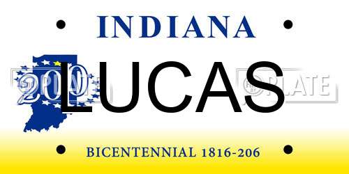 LUCAS Indiana License Plate