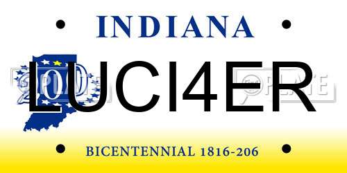 LUCI4ER Indiana License Plate