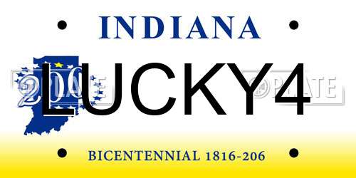 LUCKY4 Indiana License Plate