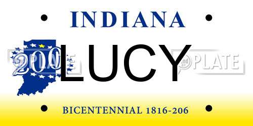 LUCY Indiana License Plate
