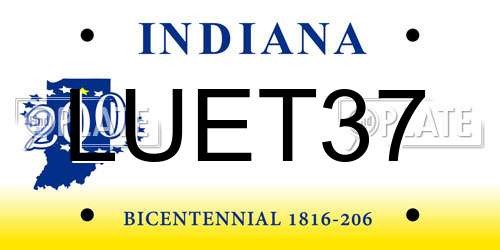 LUET37 Indiana License Plate