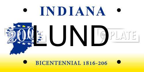 LUND Indiana License Plate
