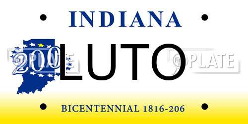 LUTO Indiana License Plate