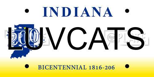 LUVCATS Indiana License Plate