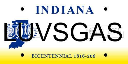 LUVSGAS Indiana License Plate